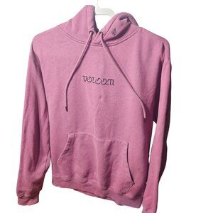 Volcom Pink Pullover Hoodie M Classic Fit Cotton/Polyester Mens Sweatshirt